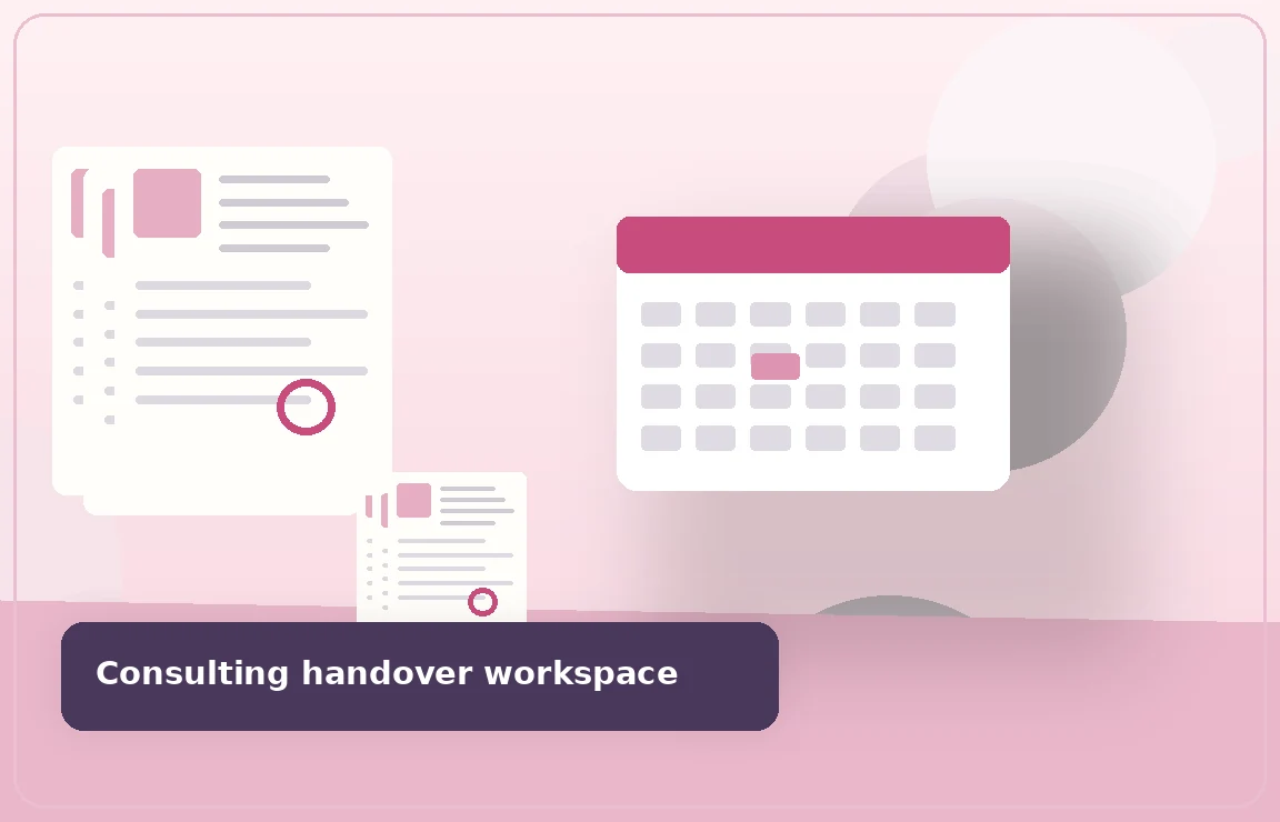 Original topic-specific illustration for consulting handover workspace, editorial view 2
