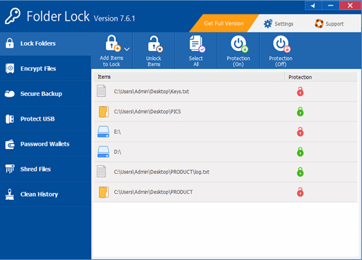 Folder Lock locker management interface